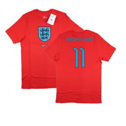 2022-2023 England World Cup Crest Tee (Red) (Rashford 11) - M
