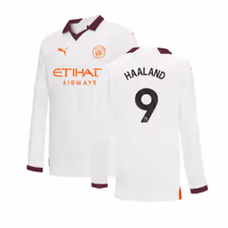 2023-2024 Man City Long Sleeve Away Shirt (Kids) (HAALAND 9) - XXLB