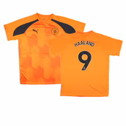 2023-2024 Man City Pre-Match Jersey (Orange) - Kids (HAALAND 9) - XLB