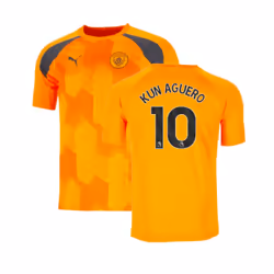 2023-2024 Man City Pre-Match Jersey (Orange) (KUN AGUERO 10) - S