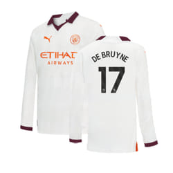 2023-2024 Man City Long Sleeve Away Shirt (Kids) (DE BRUYNE 17) - XLB
