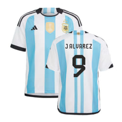 Argentina 2022 World Cup Winners Home Shirt - Kids (J ALVAREZ 9) - LB