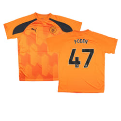 2023-2024 Man City Pre-Match Jersey (Orange) - Kids (FODEN 47) - LB