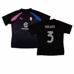 2023-2024 AC Milan Pre-Match Jersey (Black) (Maldini 3) - XL
