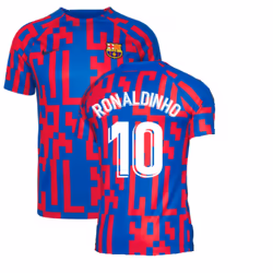2022-2023 Barcelona Pre-Match Training Shirt (Blue) (RONALDINHO 10) - S