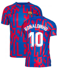 2022-2023 Barcelona Pre-Match Training Shirt (Blue) (RONALDINHO 10) - S