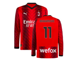 2023-2024 AC Milan Long Sleeve Home Shirt (Ibrahimovic 11) - L