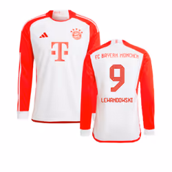 2023-2024 Bayern Munich Long Sleeve Home Shirt (Kids) (Lewandowski 9) - XXL