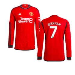 2023-2024 Man Utd Authentic Long Sleeve Home Shirt (Beckham 7) - M
