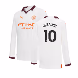 2023-2024 Man City Long Sleeve Away Shirt (Kids) (GREALISH 10) - XLB