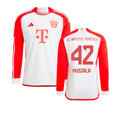 2023-2024 Bayern Munich Long Sleeve Home Shirt (Kids) (Musiala 42) - XXL