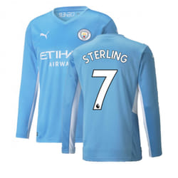 2021-2022 Man City Long Sleeve Home Shirt (STERLING 7) - XXL