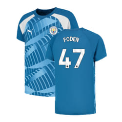 2023-2024 Man City Pre-Match Jersey (Lake Blue) - Kids (FODEN 47) - MB