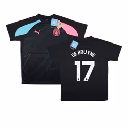 2023-2024 Man City Pre-Match Jersey (Dark Navy) - Kids (DE BRUYNE 17) - SB