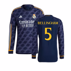 2023-2024 Real Madrid Authentic Long Sleeve Away Shirt (Bellingham 5) - 3XL