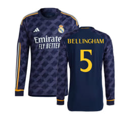 2023-2024 Real Madrid Authentic Long Sleeve Away Shirt (Bellingham 5) - 3XL