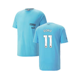 2023-2024 Man City Casuals Tee (Blue Wash) - Kids (Doku 11) - SB