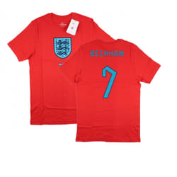 2022-2023 England World Cup Crest Tee (Red) - Kids (Beckham 7) - SB