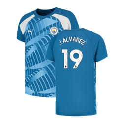 2023-2024 Man City Pre-Match Jersey (Lake Blue) - Kids (J ALVAREZ 19) - XXLB