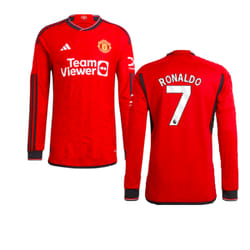 2023-2024 Man Utd Authentic Long Sleeve Home Shirt (Ronaldo 7) - L