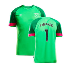 2023-2024 West Ham Home Goalkeeper Shirt (Green) - Kids (Fabianski 1) - MB