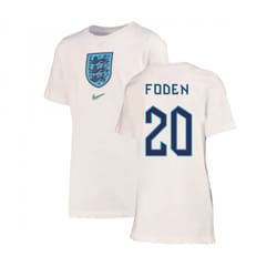 2022-2023 England Crest Tee (White) - Kids (Foden 20) - XSB