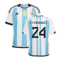 Argentina 2022 World Cup Winners Home Shirt - Kids (E FERNANDEZ 24) - LB