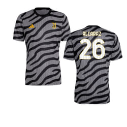 2023-2024 Juventus Pre-Match Shirt (Black) (Alcaraz 26) - XL