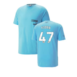 2023-2024 Man City Casuals Tee (Blue Wash) - Kids (FODEN 47) - SB
