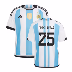 Argentina 2022 World Cup Winners Home Shirt - Kids (MARTINEZ 25) - XLB