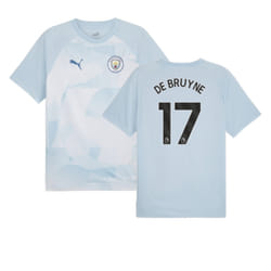 2023-2024 Man City Prematch SS Jersey (Silver Sky) (DE BRUYNE 17) - L