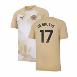 2023-2024 Man City Prematch SS Jersey (Granola) - Kids (DE BRUYNE 17) - MB