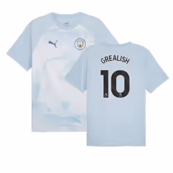 2023-2024 Man City Prematch SS Jersey (Silver Sky) - Kids (GREALISH 10) - SB