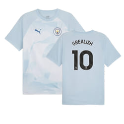 2023-2024 Man City Prematch SS Jersey (Silver Sky) - Kids (GREALISH 10) - SB