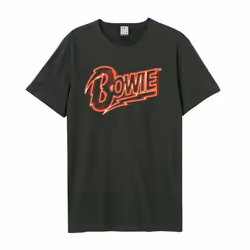 Amplified Unisex Adult Neon Sign David Bowie T-Shirt - XXL, Charcoal