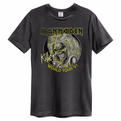 Amplified Unisex Adult Killer World Tour 81 Iron Maiden T-Shirt - XS, Charcoal