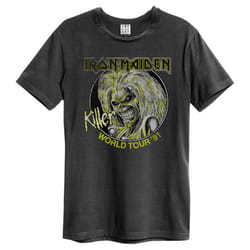 Amplified Unisex Adult Killer World Tour 81 Iron Maiden T-Shirt - XS, Charcoal