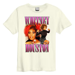 Amplified Unisex Adult Red Bow Beauty Whitney Houston T-Shirt - XL, Vintage White