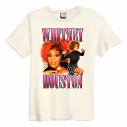 Amplified Unisex Adult Red Bow Beauty Whitney Houston T-Shirt - XS, Vintage White