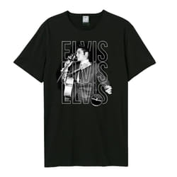 Amplified Unisex Adult Triple Logo Sun Records & Elvis T-Shirt - XXL, Black