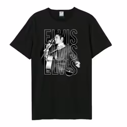 Amplified Unisex Adult Triple Logo Sun Records & Elvis T-Shirt - XS, Black