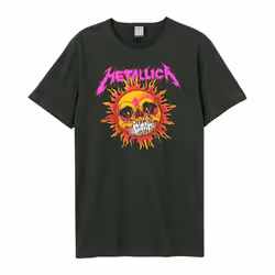 Amplified Unisex Adult Neon Sun Metallica T-Shirt - S, Charcoal