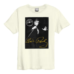 Amplified Unisex Adult Portrait Live Sun Records & Elvis T-Shirt - XL, Vintage White