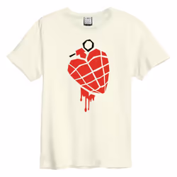 Amplified Unisex Adult American Idiot Heart Grenade Green Day T-Shirt - XS, Vintage White