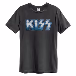 Amplified Unisex Adult Distressed Kiss T-Shirt - 3XL, Charcoal