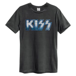 Amplified Unisex Adult Distressed Kiss T-Shirt - 3XL, Charcoal