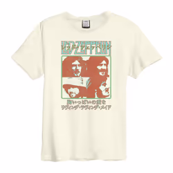 Amplified Unisex Adult Japan Poster Led Zeppelin T-Shirt - L, Vintage White