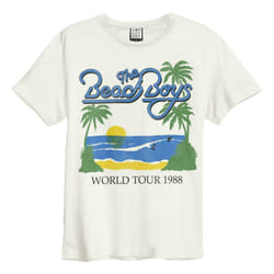 Amplified Unisex Adult 1988 Tour The Beach Boys T-Shirt - XS, Vintage White/Blue/Green