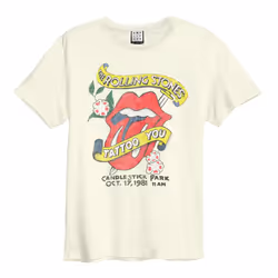 Amplified Unisex Adult Tattoo You The Rolling Stones T-Shirt - XS, Vintage White
