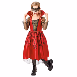 Rubies Girls Deluxe Vampiress Costume Dress - 7-8 Years, Red/Black